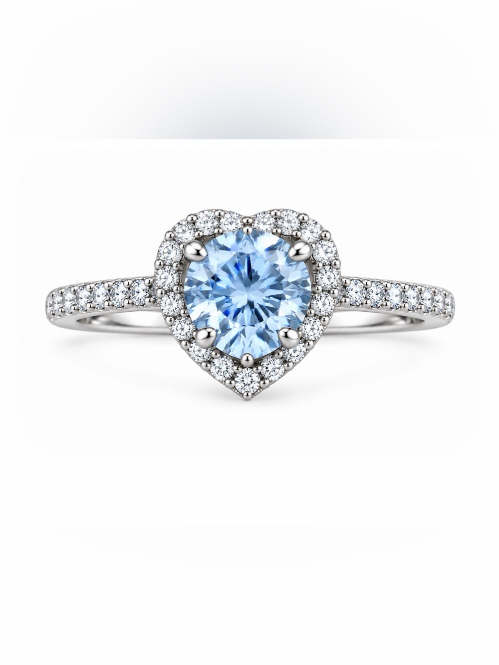 Moissanite Diamond ice blue heart Ring size‎ 7 Retail $699